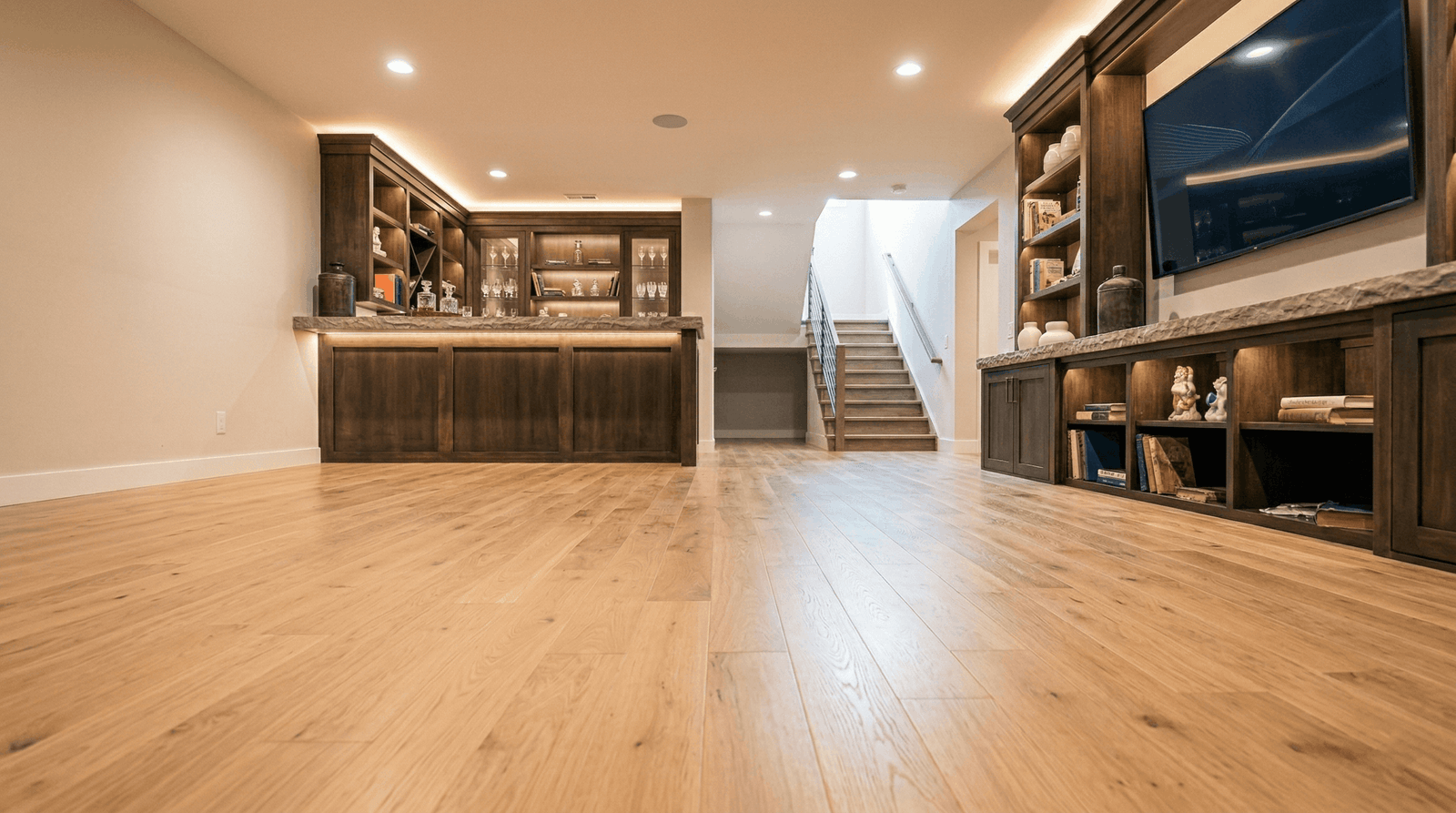 water damage restoration Spokane Valley WA restored basement before and after
